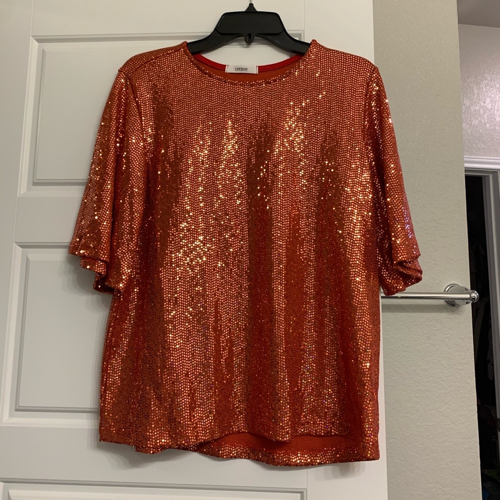 Red sequence shirt